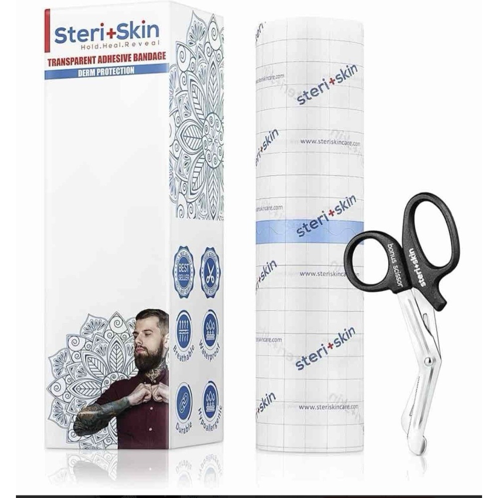 Steri-Skin Tattoo Bandage Healing Wrap‎ Sanitary Film 10" x 72" Tattoo Aftercare